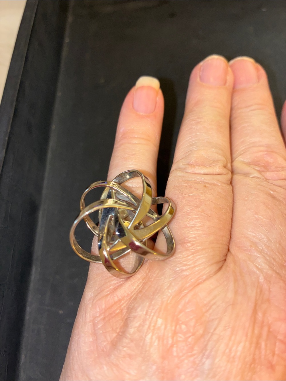 Interwoven Knot Ring Gold Tone